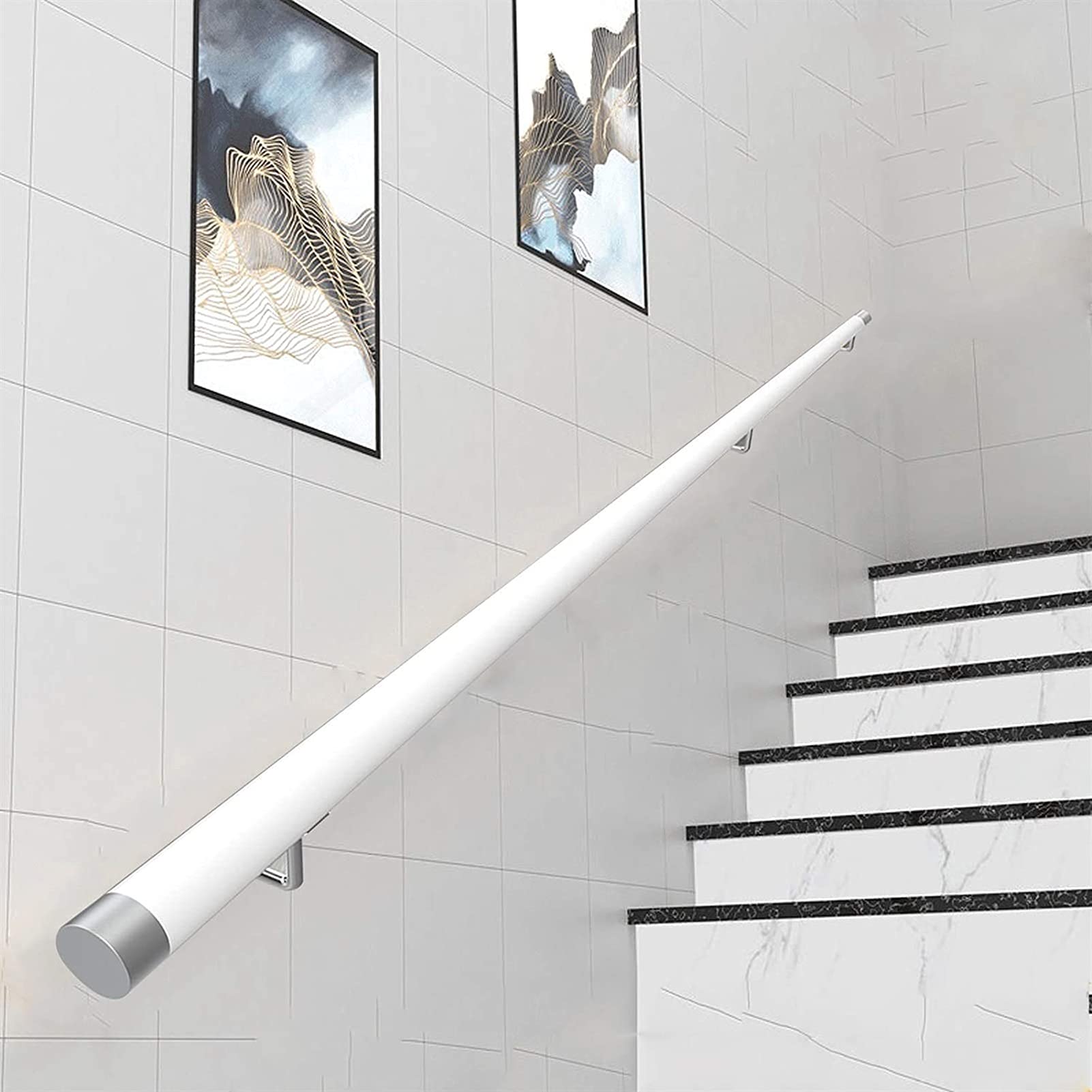 White Wooden Handrails, Home Kindergarten Guardrail Corridor Indoor Wall Mount Stair Handrail Banister Villa Loft Elderly Non-Slip Stair Railing(390cm)