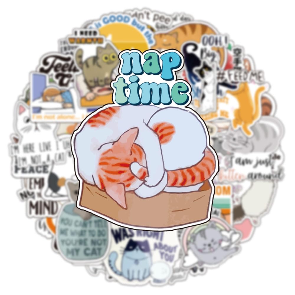 1step2dream Funny Cat Sayings Decals | Sarcastic Cat Stickers | Hilarious Funny Cat Memes | Positive Vinyl Stickers for Water Bottles, Planner,