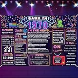 Back In 1970 55th Birthday Decorations Happy 55th Birthday Banner Neon Backdrop Vintage Birthday 55 Years Ago Theme Decor 55th Gifts for Man and Woman 55th Birthday Party Supplies