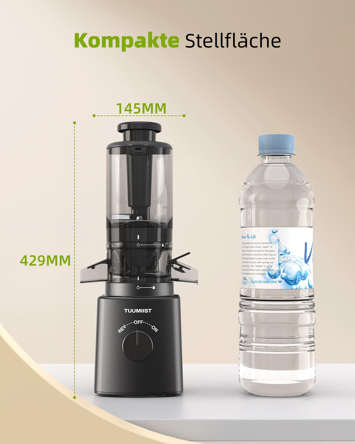 TUUMIIST Entsafter Slow Juicer mit 120 MM kleinem Einfüllschacht, Entsafter Gemüse und Obst Testsieger - Kompakter Saftpresse für den Persönlich, Leicht zu Reinigen, Hohe Saftausbeute
