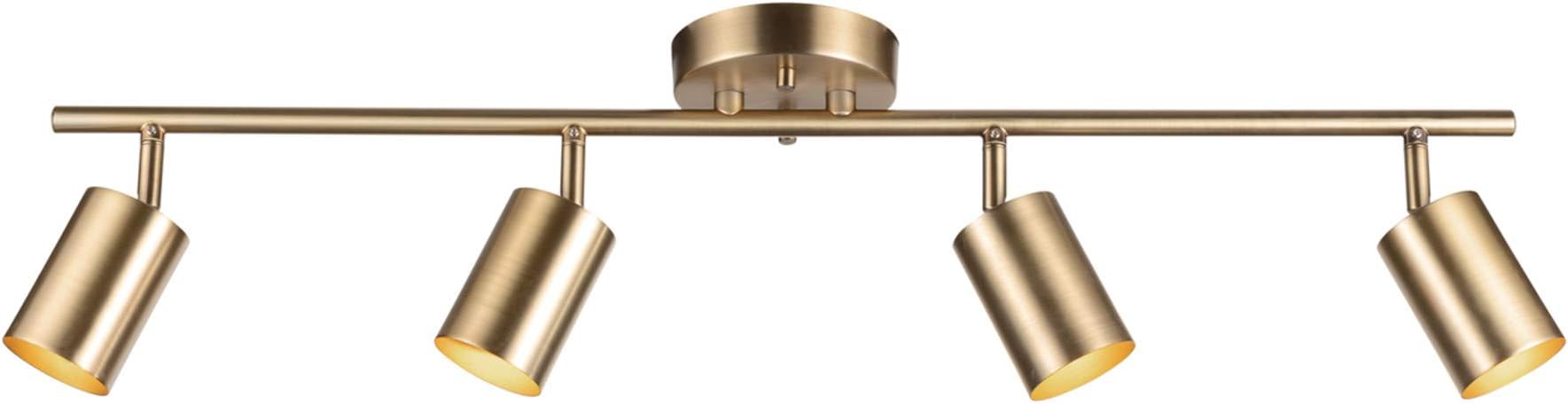 Globe Electric Pratt 4 Light Track Light, Matt Brass, Gold