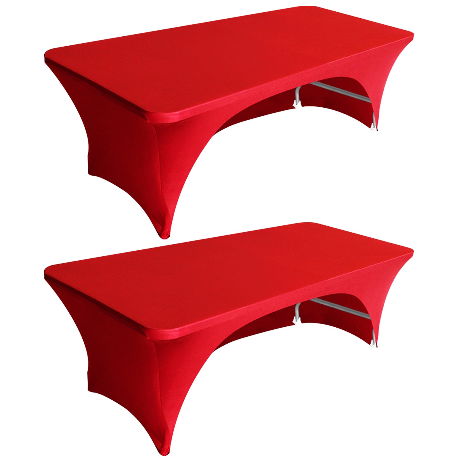 Eurmax USA 2-Pack Spandex Table Cover 8 ft. Fitted 30+ Colors Polyester Tablecloth Stretch Spandex Table Cover-Table Toppers,8 FT Table Cover Open Back (Red) โ image 1