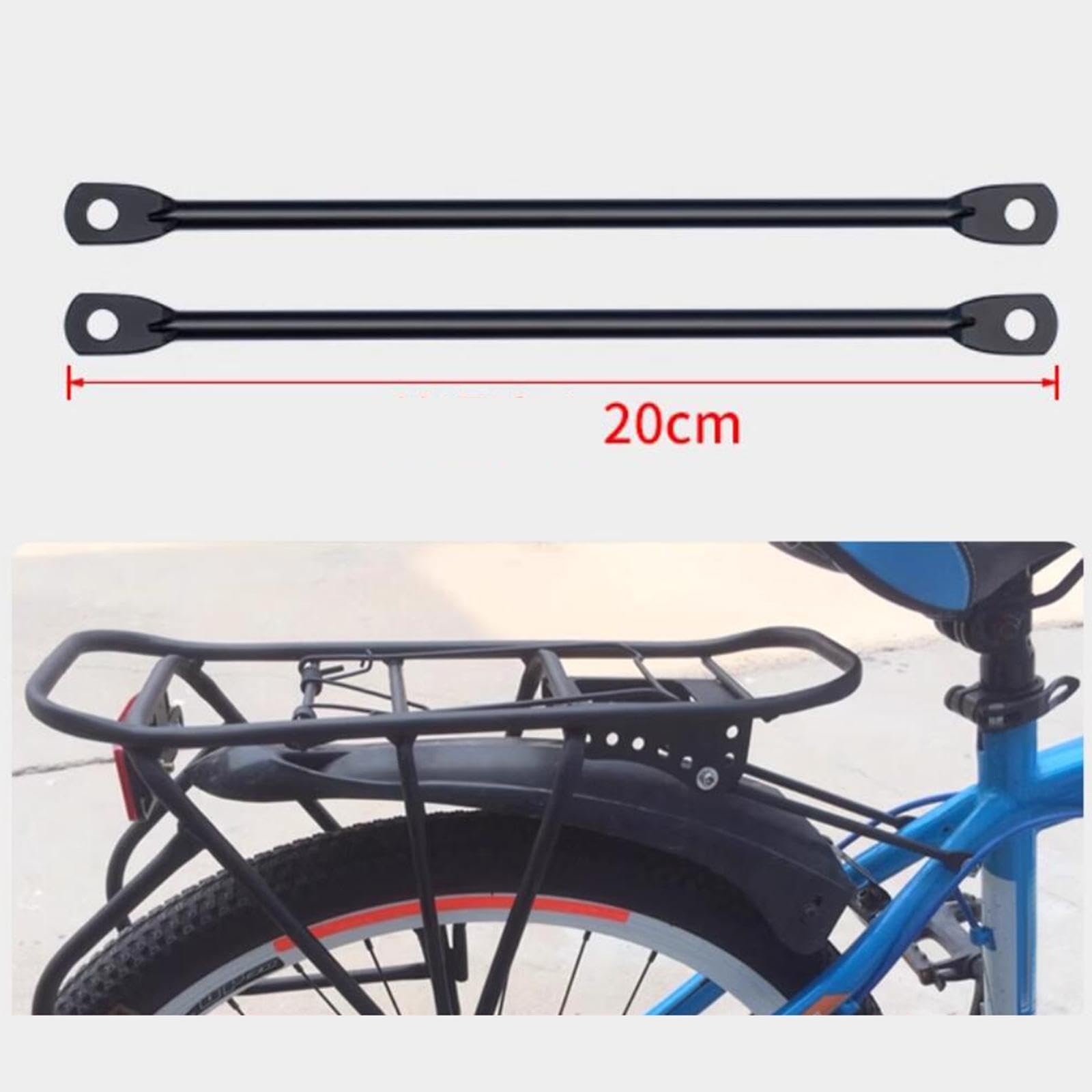 TISHITA 2 Pezzi di Prolunga per Piastra di Collegamento Posteriore per Asta di Supporto Portapacchi Posteriore in Ferro, Antideformazione, Adatta per Biciclet