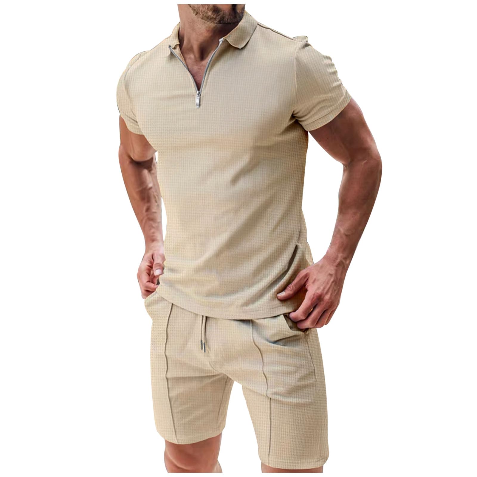 Combinaison de loisirs d'été ensemble polo zippé et short - 8