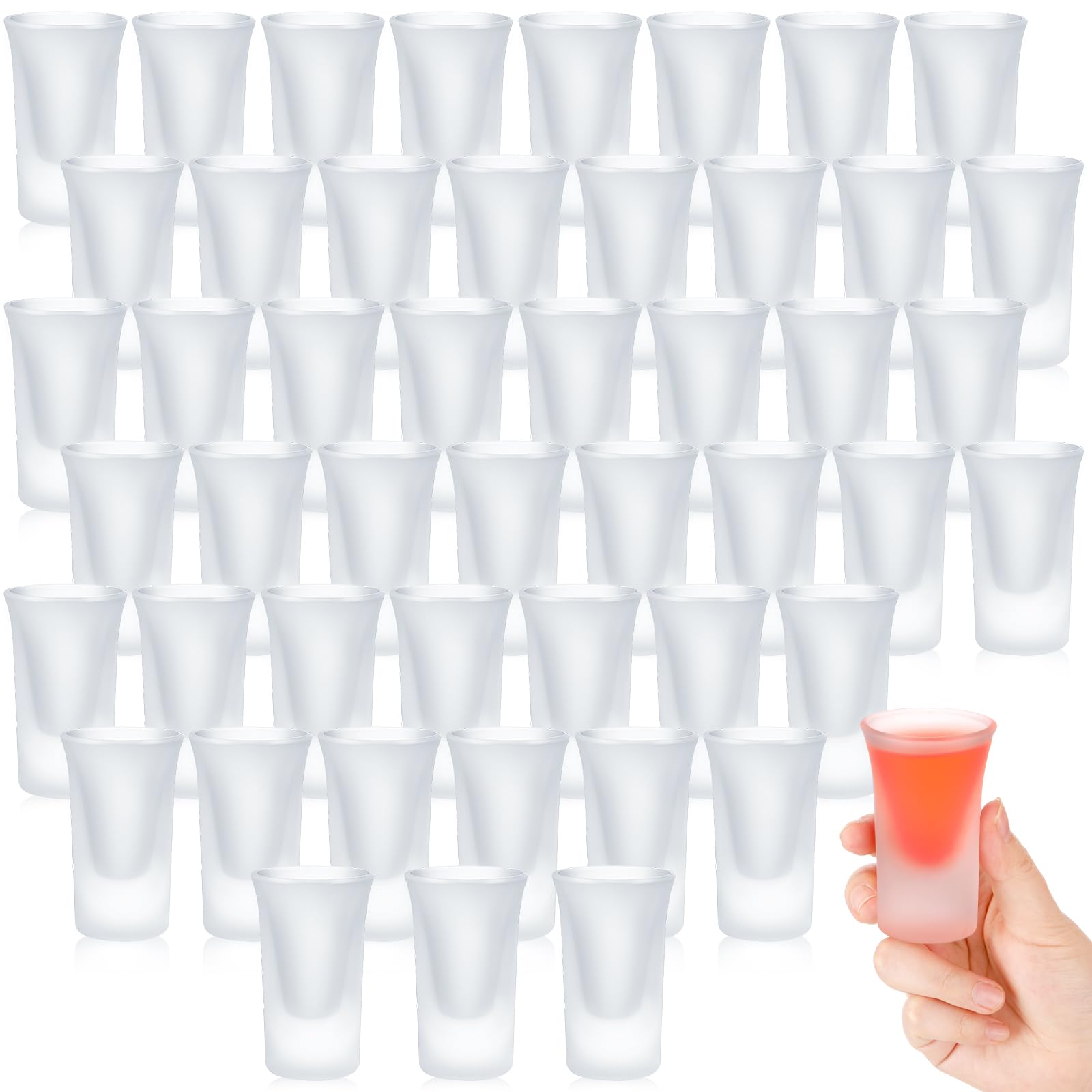 Roshtia 48 Pcs 1 oz Shot Glasses Cups Bulk with Heavy Base Cute Frosted Shot Glass Tumbler Cups for Wedding Baby Shower Party Decoration Personalized