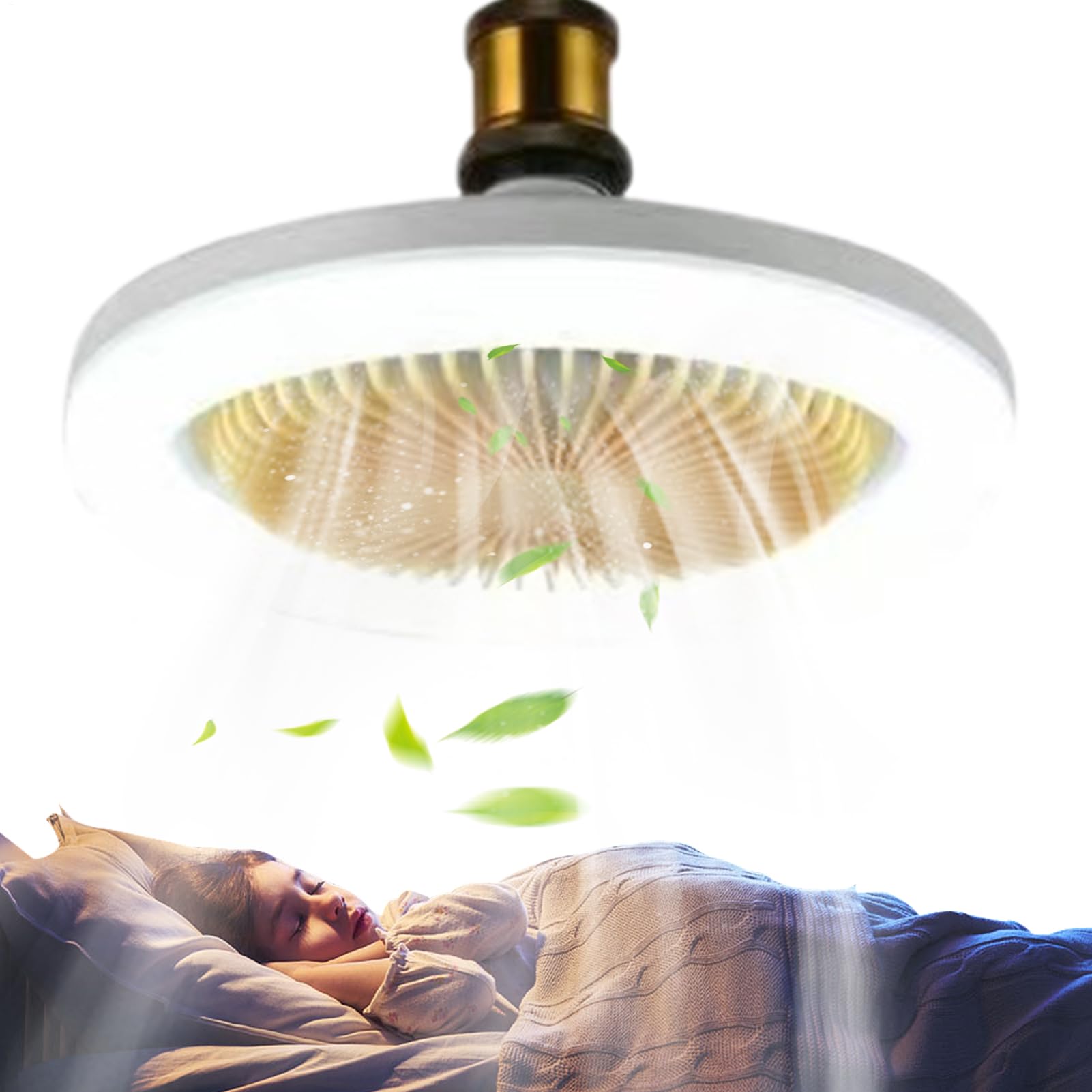 Ventilador de techo LED genérico con iluminación integrada – Ventilador de techo con luz LED y mando a distancia, gran angular de 360° giratorio para cocina, cuarto de baño, sala de estar, dormitorio