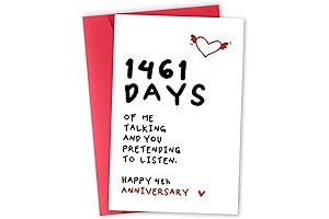 Funny 4th Anniversary Card for Men - Unique Anniversary Gifts for Men 4 Years