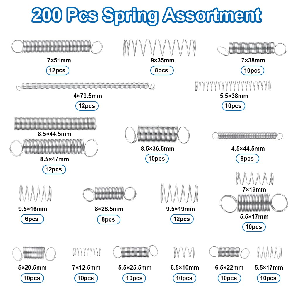 Kit 200 Molle Di Compressione E Tensione - Acciaio Zincato Per Riparazioni Fai Da Te - Foto 4