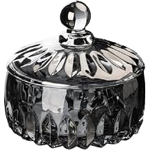 Multifunction Fly Ash Ashtray,Fashion Crystal Glass Ashtray Tray with Lid,Modern Home Living Room Decor Ashtray Decoration,Drop Resistant, Black-Small, Modern