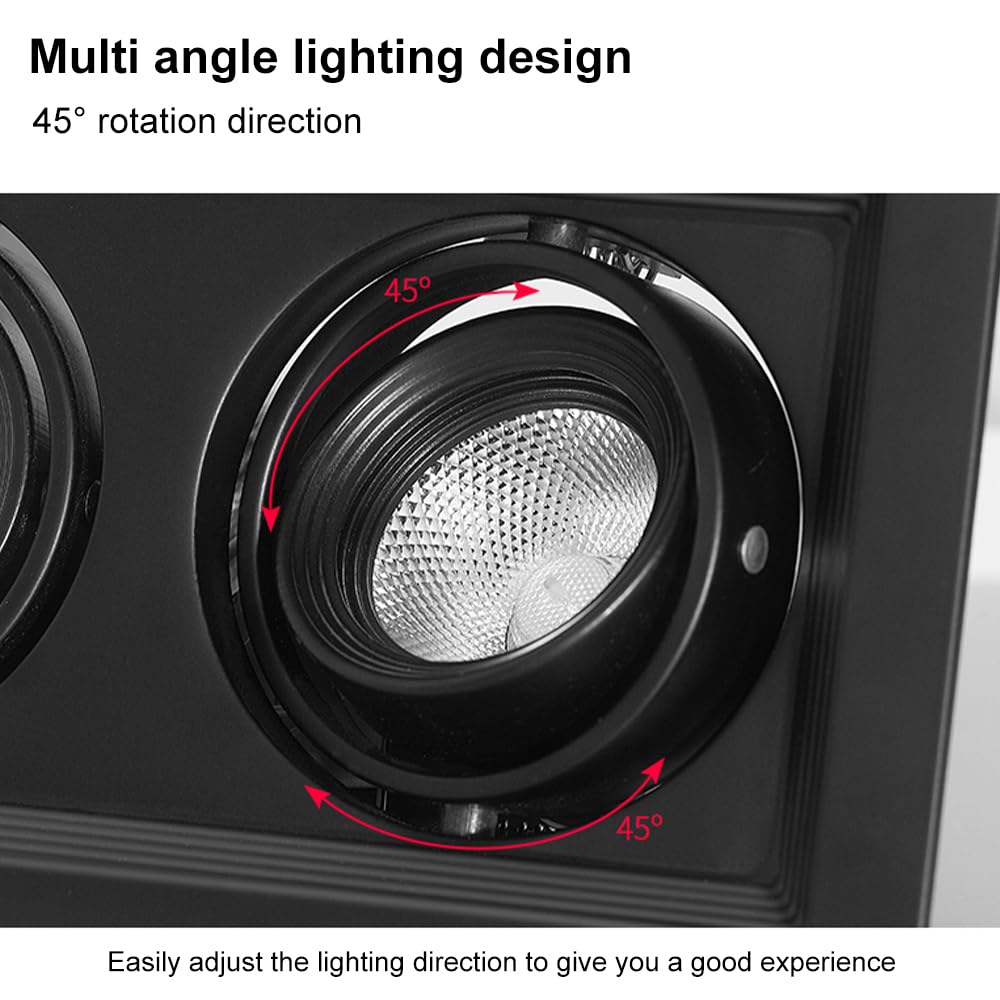 Faretto da soffitto a LED Regolabile, faretto da Incasso Aent, faretto da soffitto Quadrato a Filo, faretti direzionali per Cucina, Soggiorno, corridoio, Sala da Pranzo (Nero 3000k 7W)