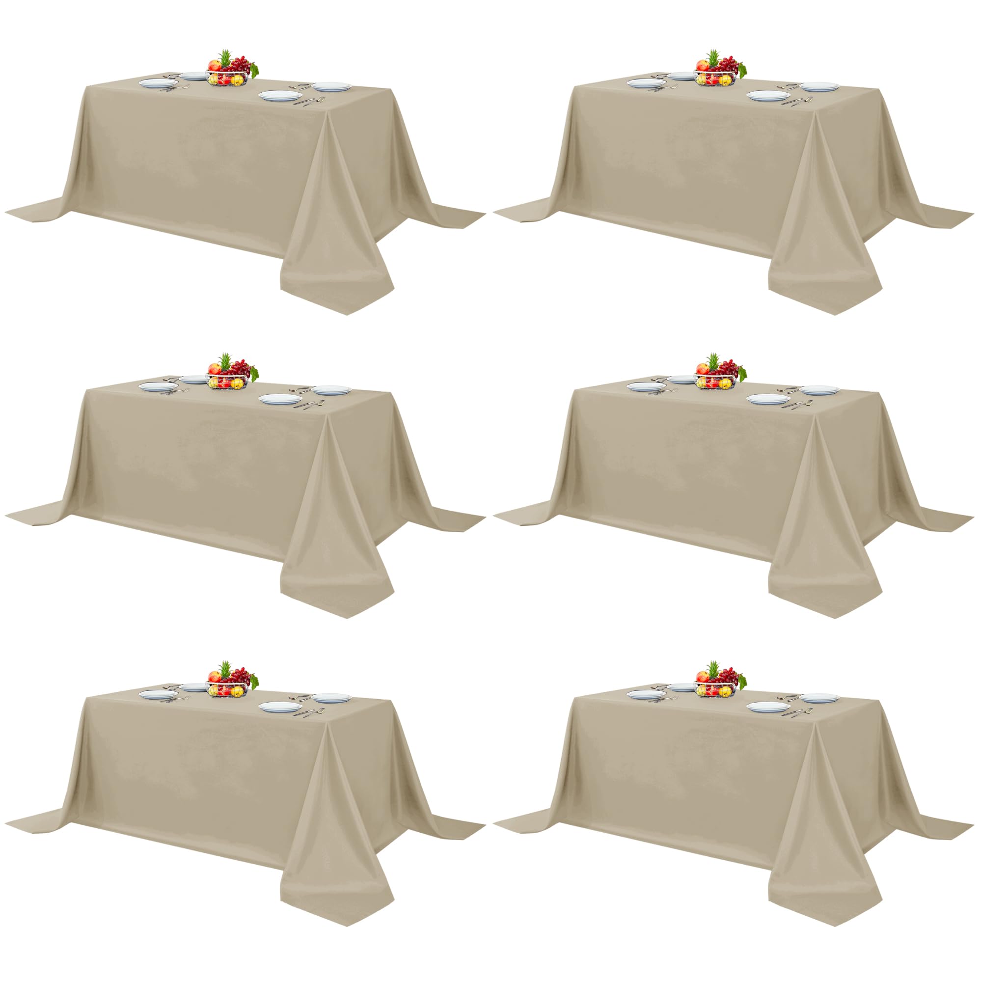 Fitable 6 Pack Nature Tablecloths 90x156 Inch for 8 Foot Rectangle Tables