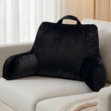 NOONTIDE Reading Pillow for Sitting up in Bed and Couch,Large Back Pillow for Adult & Teens with Soft Adjustable Neck Roll Backrest Pillow,Washable Cover,Watching TV/Gaming/RelaxingBlack