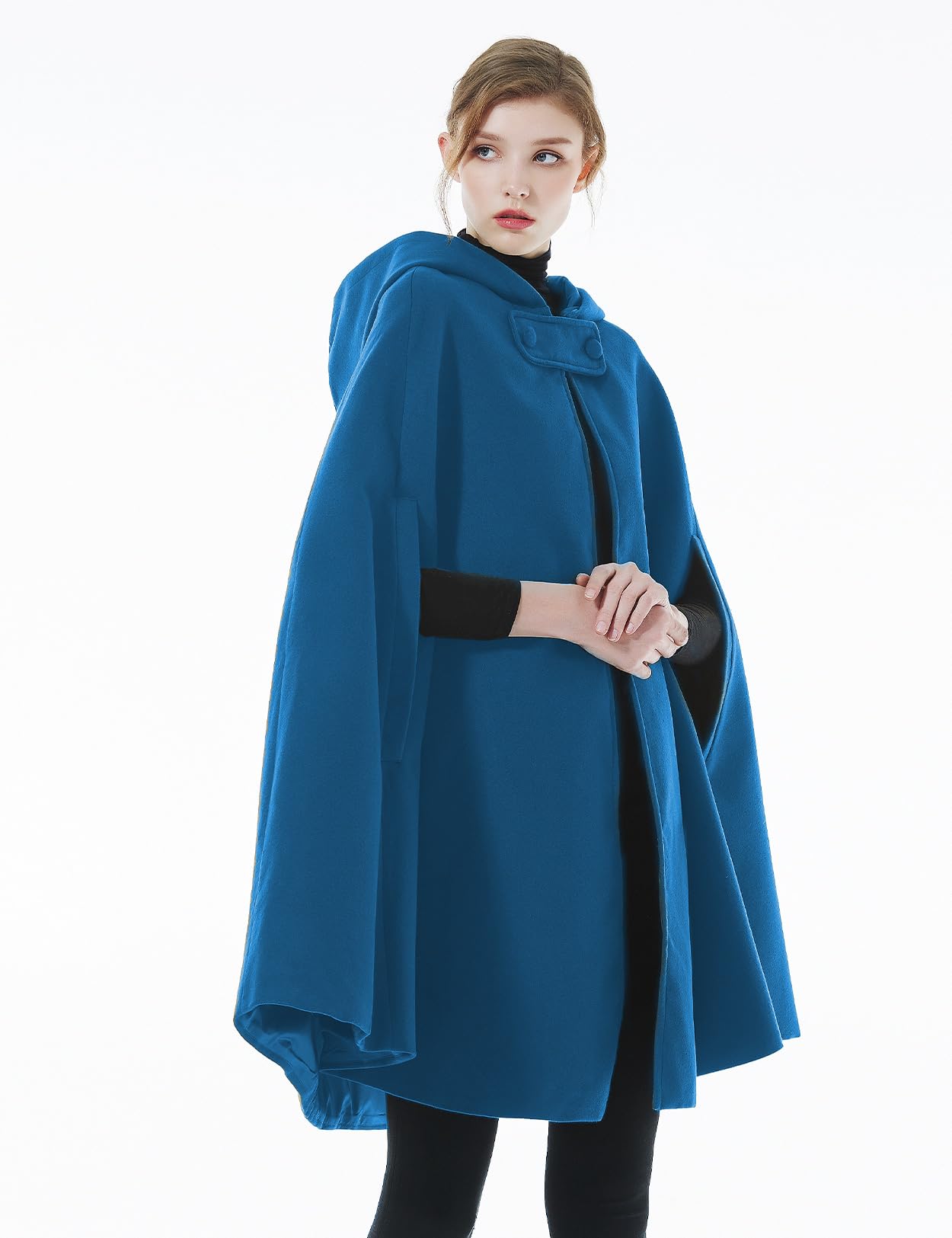 BEAUTELICATE Cape à Capuche Longue de Femme Mariage Mariée Manteau Poncho Courte Laine Chaude de Hiver Costume de Noël Halloween Médiévale Carnaval Deguisement