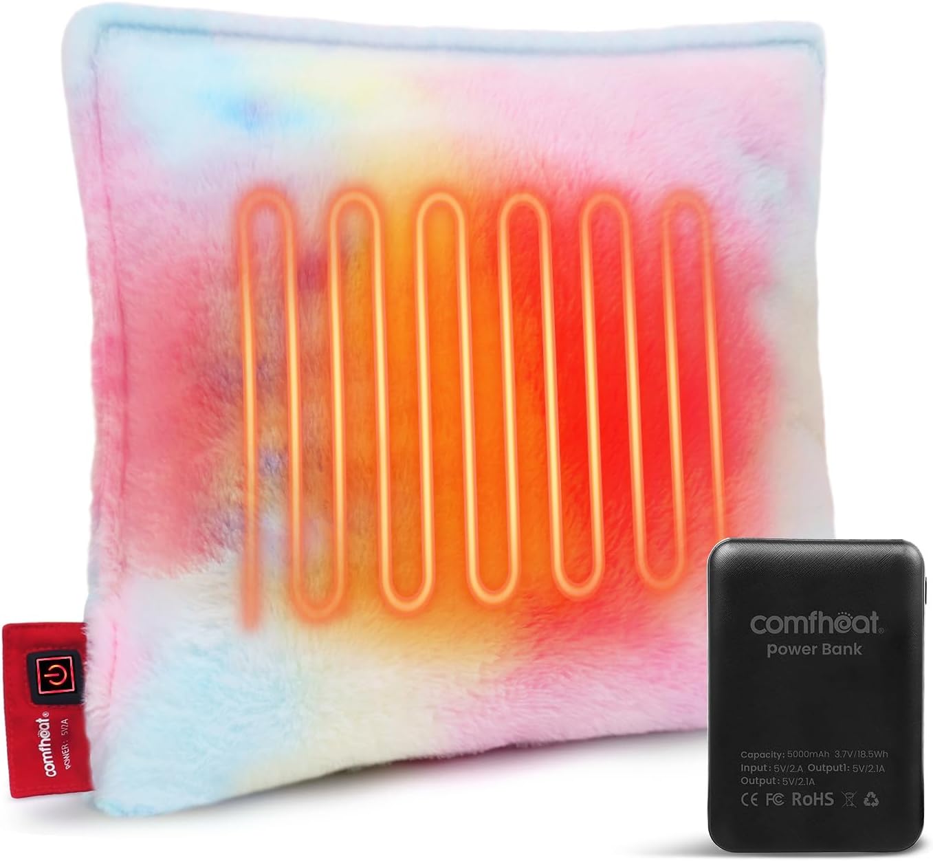 Heated Pillow for Lumbar Support, Rechargeable Heating Back Pillow for Office Chair, 3 Heat Settings, Improve Sitting Posture, Back Pain Relief, with Washable Cover, 15.7" x 15.7" L: 15.7" x 15.7"