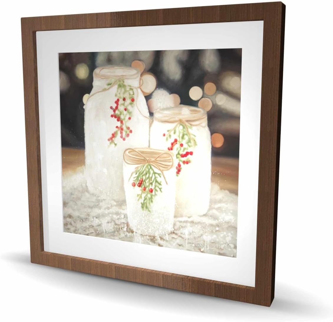 Begin Home Decor C1FM24248QMCD6 24 x 24 in. Christmas Candles - Holidays White Framed Matted Print Decor