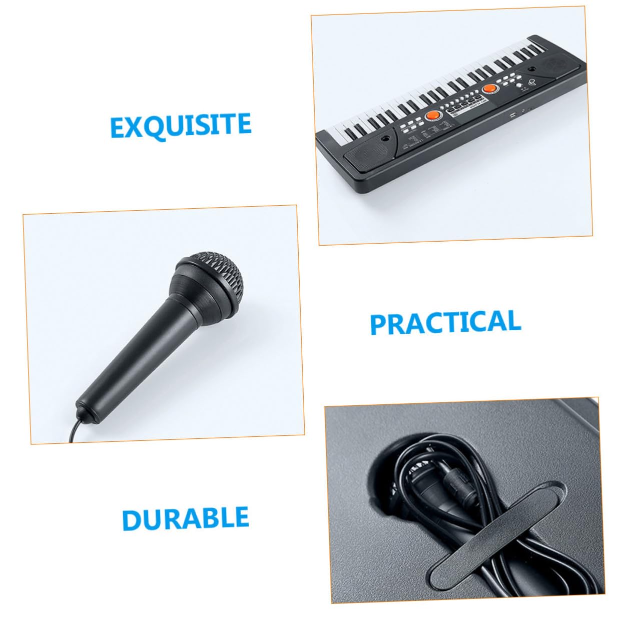 Pianoforte Elettrico Giocattolo 49 Tasti in Plastica Nero | Microfono, Set da 1 Pezzo, Superficie Liscia, Tocco Confortevole, Natale Compleanno