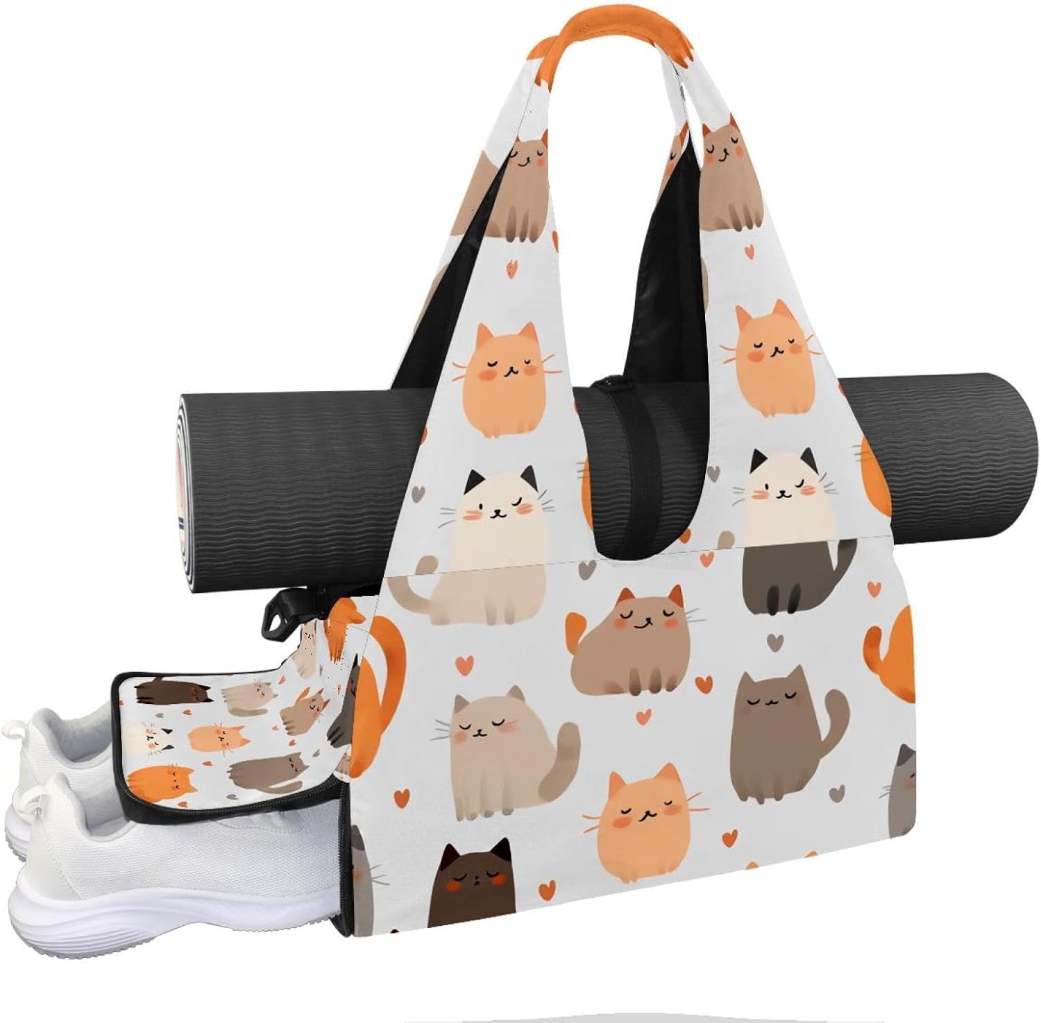 Yoga Mat Bag, Gym Workout Bag with Shoe Compartment, Highland Cow Pilates Bag for Women, Quick Access Storage Yoga Tote Bag for Sports Travel Office