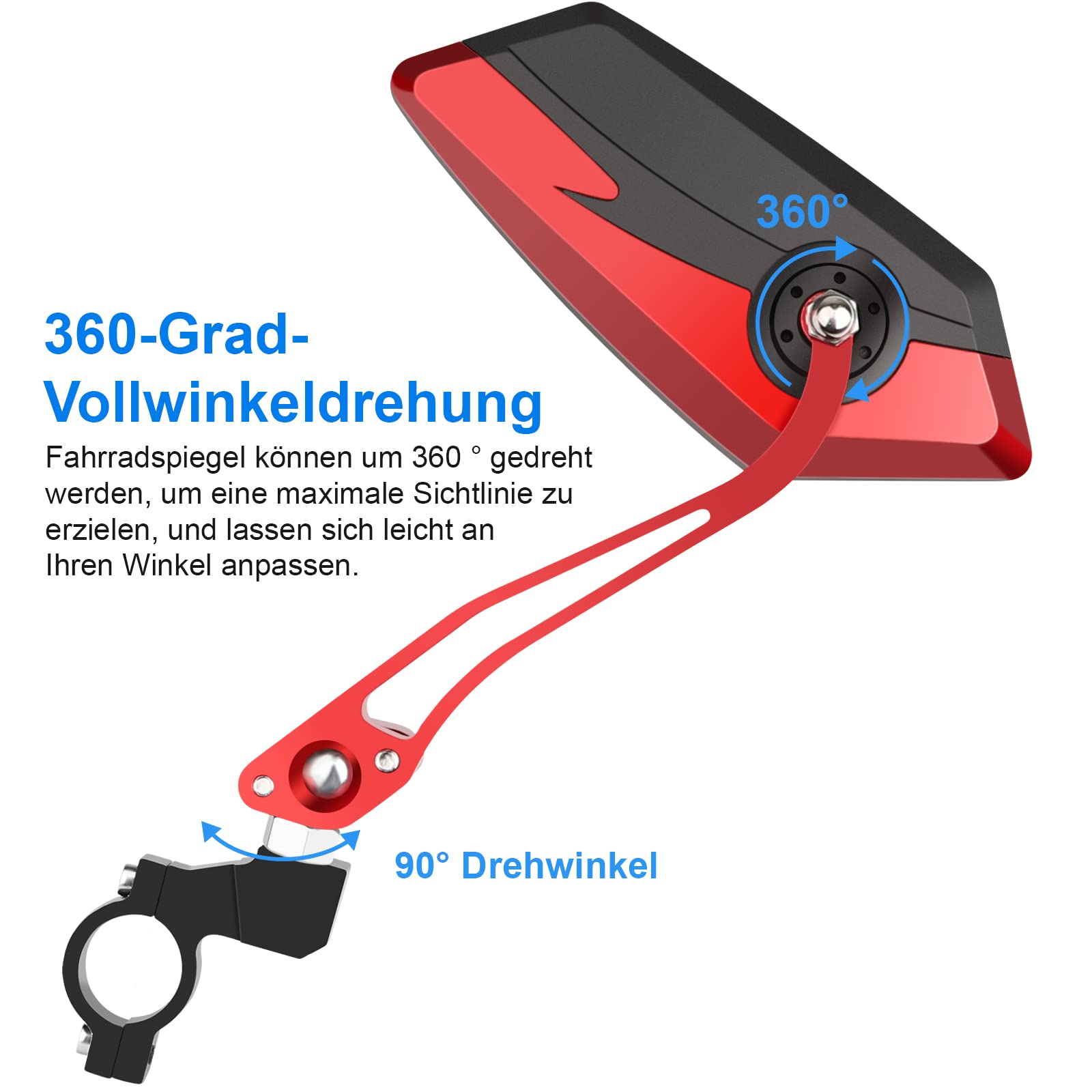 Diyife Fahrradspiegel 2er Set - 360° Drehbar Für 22-25,5mm Lenker