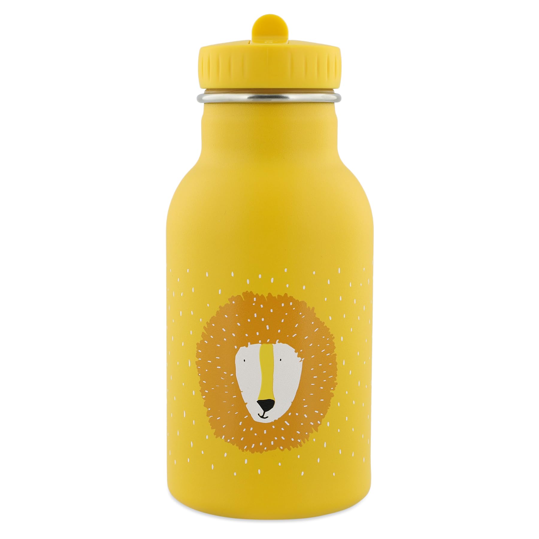 Trixie Insulated Drinking Bottle - Mr. Lion - 350ml Stainless Steel Water Bottle for Kids - Yellow - Keeps Drinks Cold - Leakproof - Eco-Friendly and BPA-Free