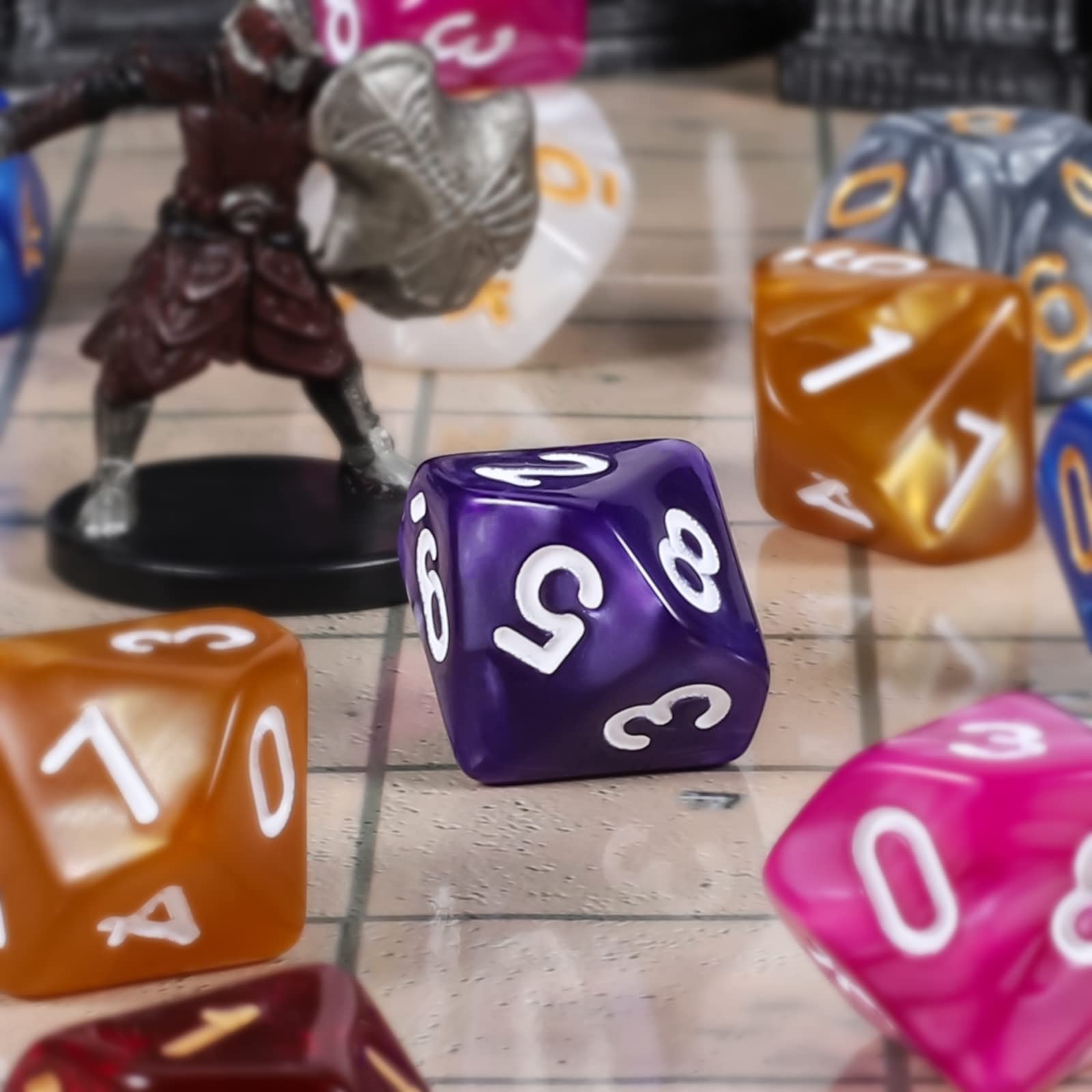 YILAIDA Lot de 100 dés polyédriques avec sac noir, dés de jeu de table pour donjons et dragons Pathfinder DND RPG MTG (10 côtés)