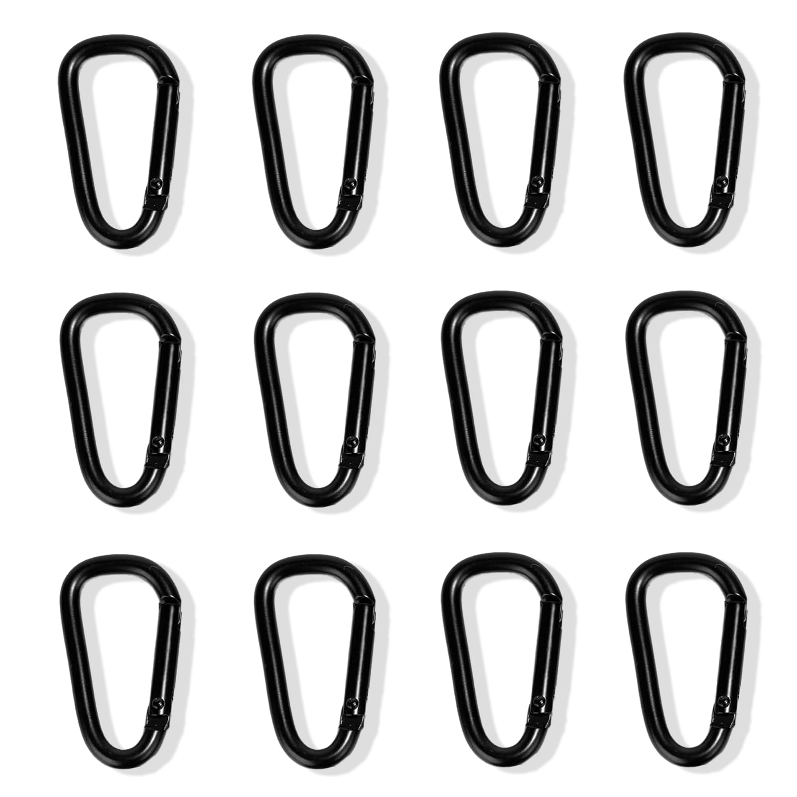 Mousquetons Aluminium D Noir Lot de 12 Mini Mousqueton Porte Clé pour Sac à Dos Randonnée Camping Organisation du Matériel et Accroche Accessoires