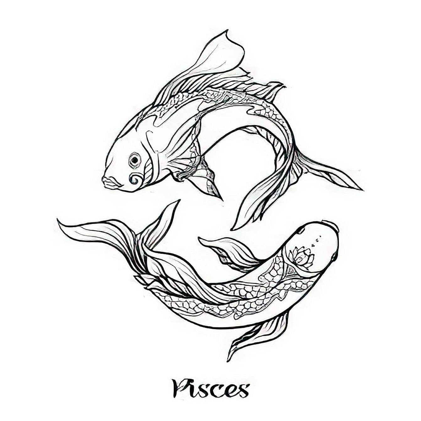 kokvk 6 Sheets Temporary Tattoos Pisces Symbol Fish Temporary tattoo Neck Arm Chest for Women Men Adults