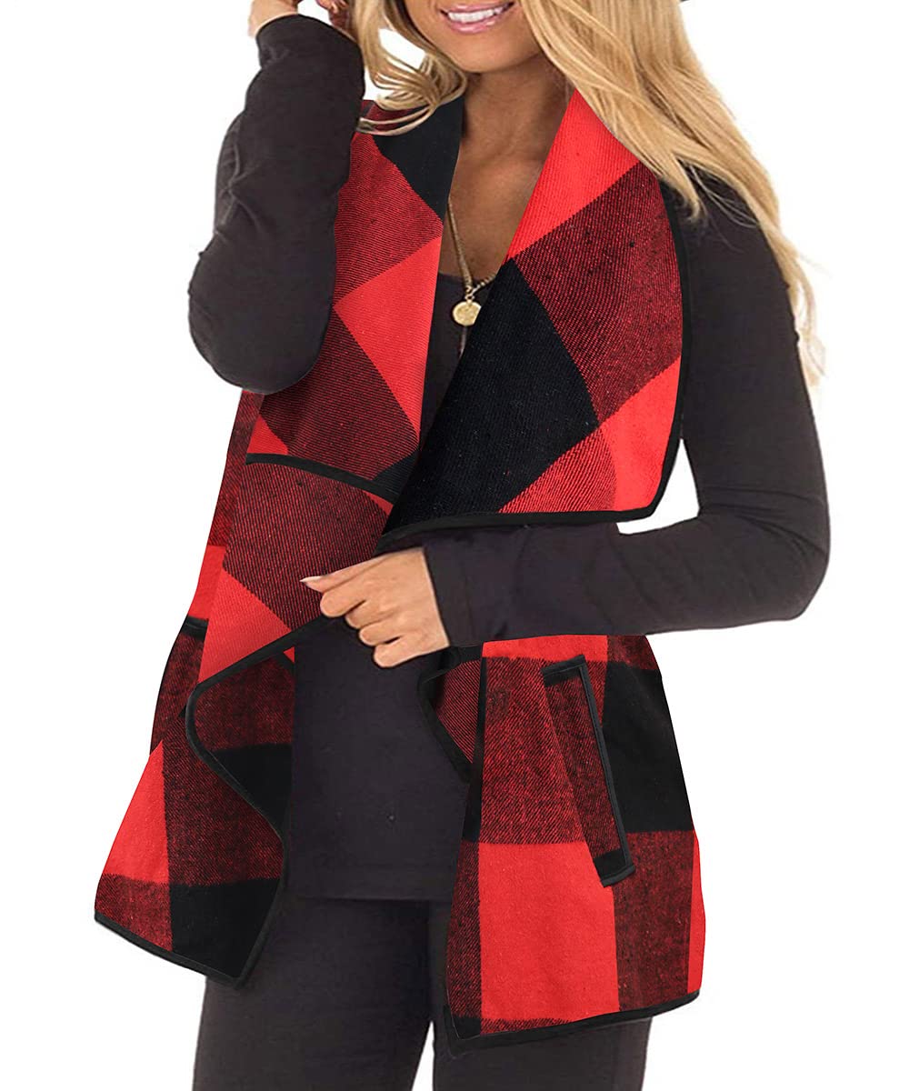 RITERA Vest For Women Plus Size Sweaters Oversized Plaid Cardigan Fall Outfits Checkered Jacket Casual Tops Shirts