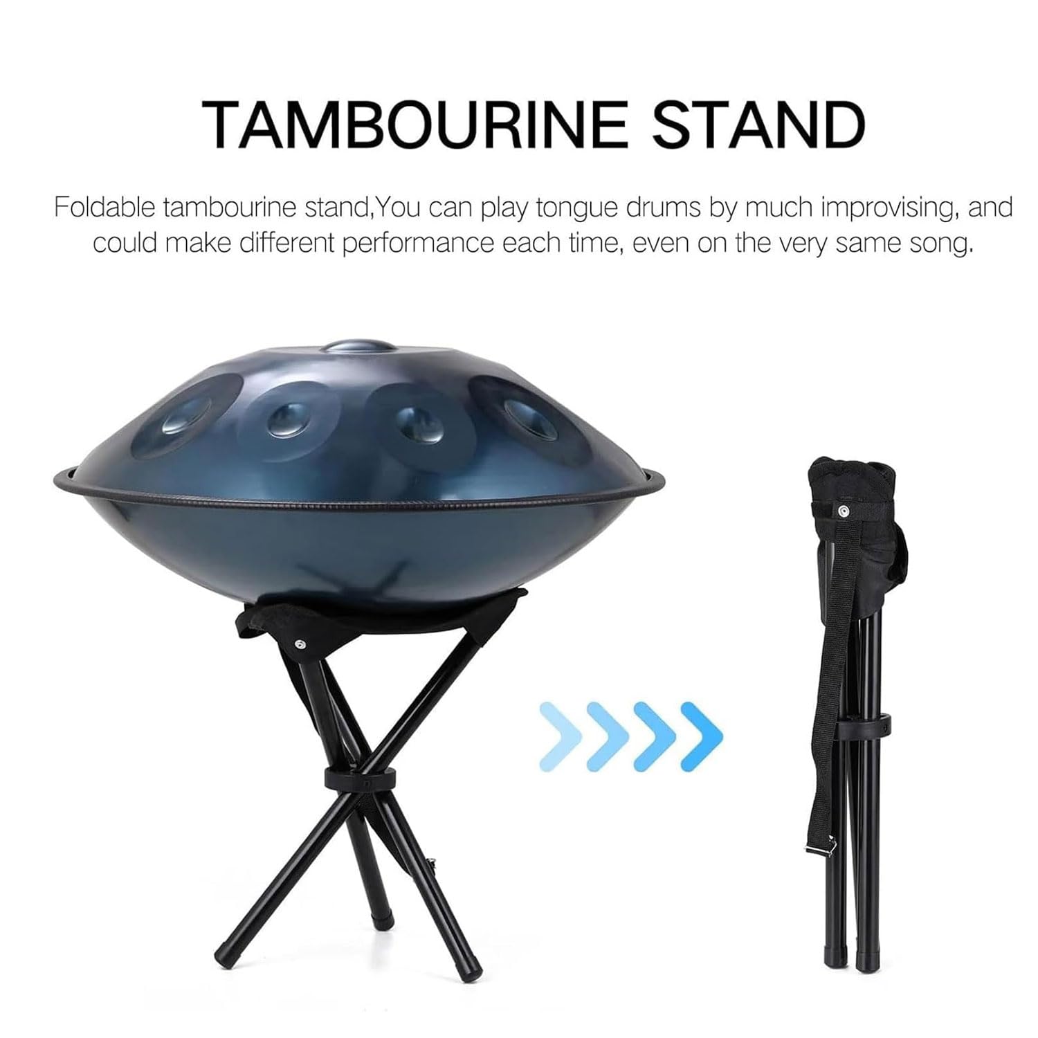 Tamburo a mano a 14 note, strumento a percussione armonica da 55,9 cm, con supporto, custodia, mazze e panno per la guarigione del suono e la meditazione personale