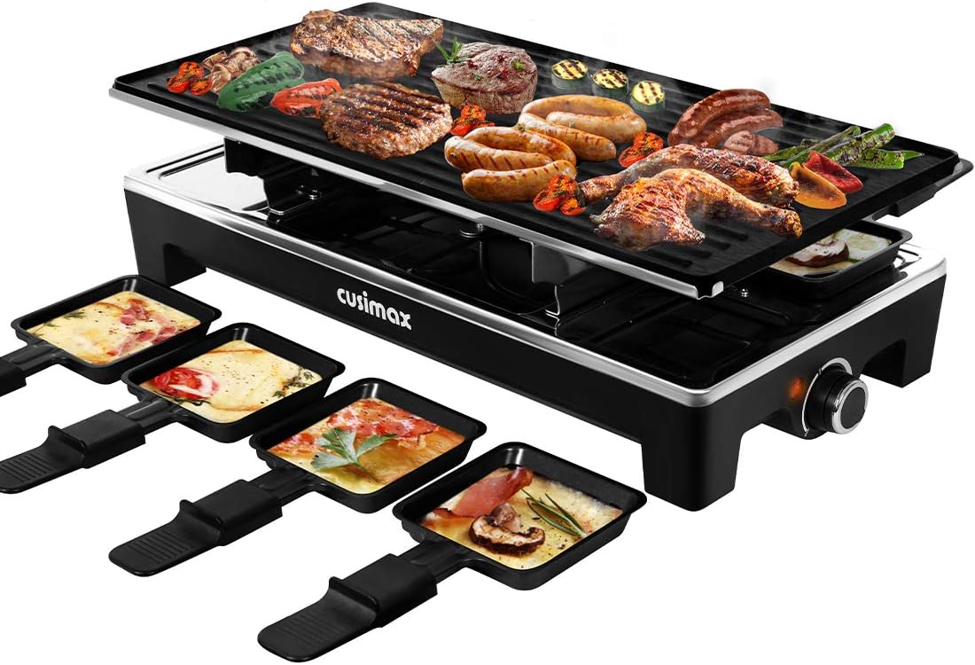 CUSIMAX Raclette Grill Electric Grill Table Portable 2 in 1 Korean BBQ Grill Indoor