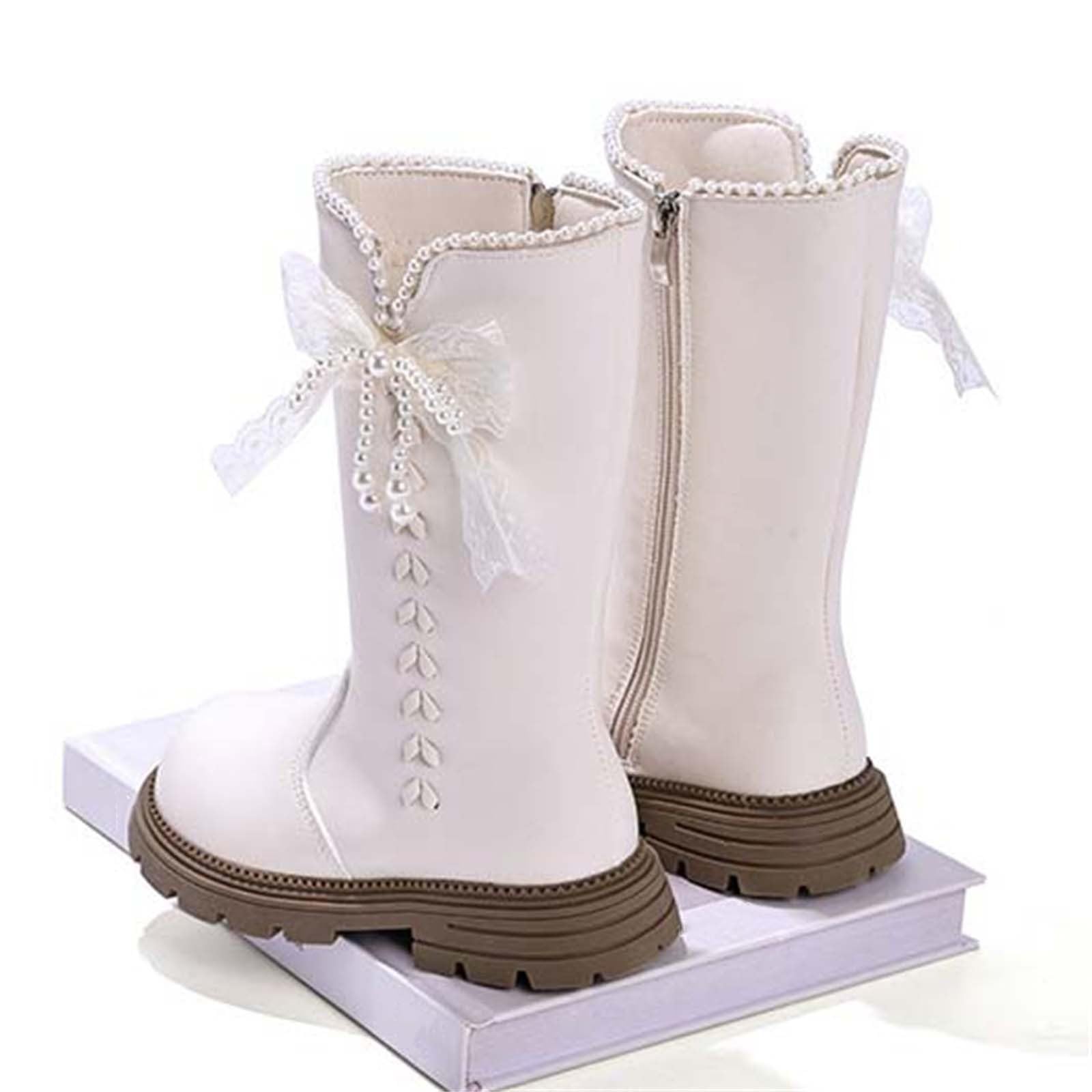 Mädchen Stiefel Perlen Schleife Boot Langschaft Leder Reitstiefel