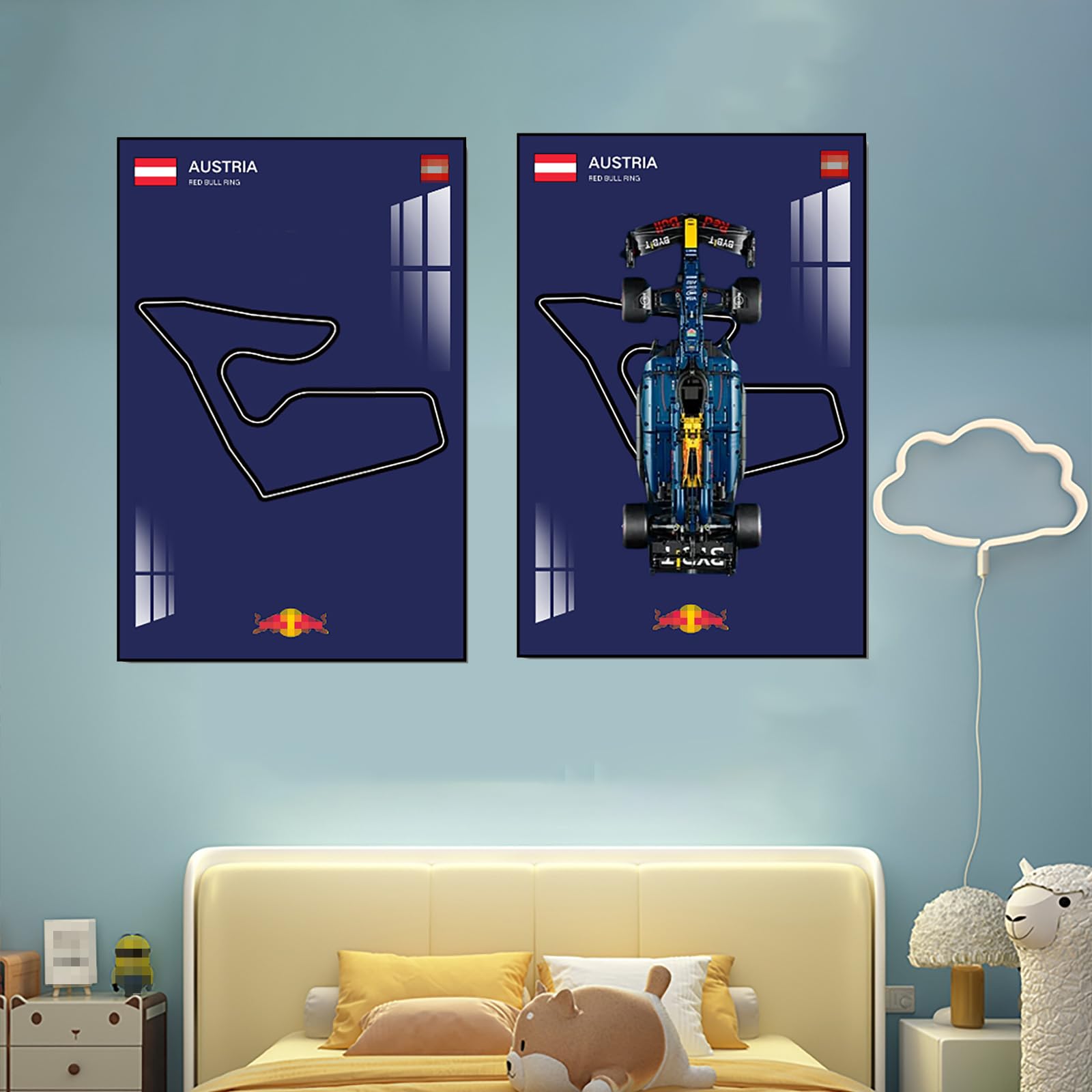 Display Wall Mount for Lego 42206 Technic Red Bull RB20 Racing Decorative Scoreboard for Car Wall Mount Le*go Lovers (Not included Model) (Red Bull Ring Circuit in Austria)