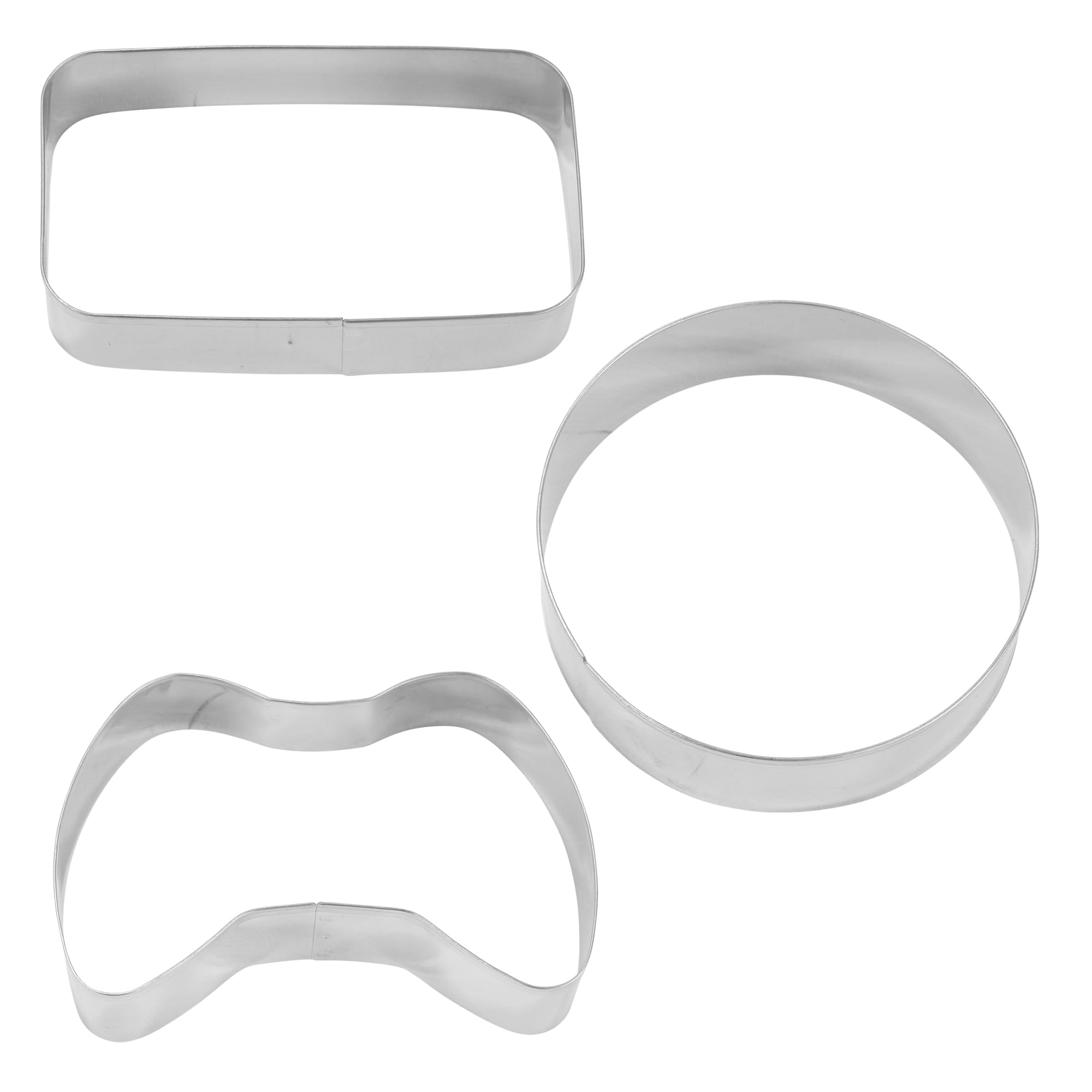 R&M International 5218 Game On Cookie Cutters Videospiel Controller Kreis Abzeichen Rechteckige Konsole 3-teiliges Set