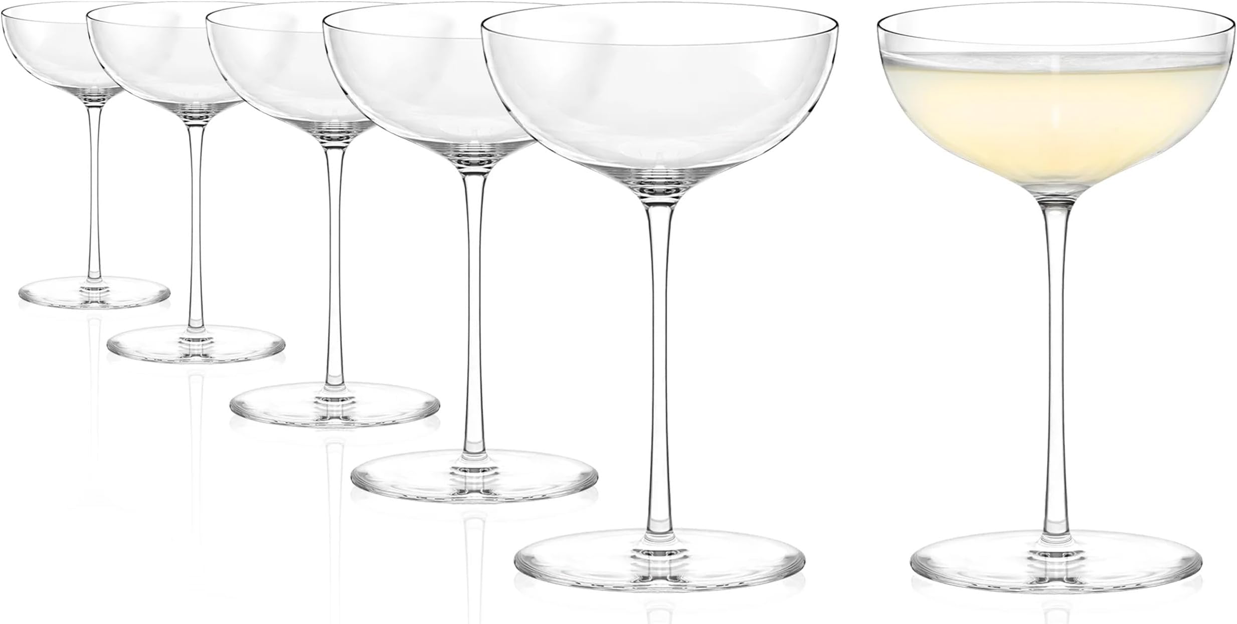 Champagne Coupe Glasses Set of 6 (Kyoto). Dishwasher Safe Martini Coupe Glass (10.75 Fl oz), Durable Crystal Champagne Glasses Set of 6 - Genuine Stölzle Glassware