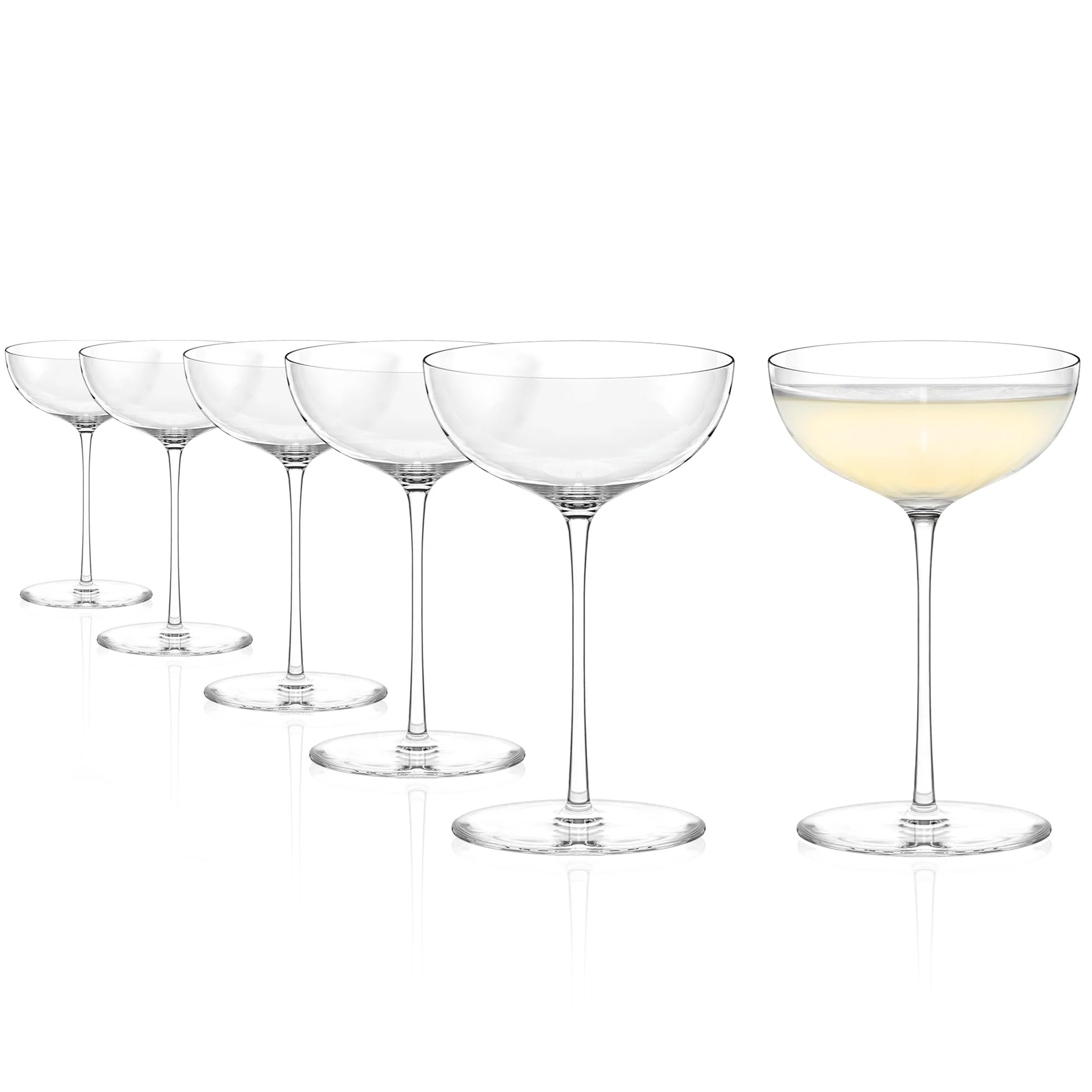 Champagne Coupe Glasses Set of 6 (Kyoto). Dishwasher Safe Martini Coupe Glass (10.75 Fl oz), Durable Crystal Champagne Glasses Set of 6 - Genuine Stölzle Glassware