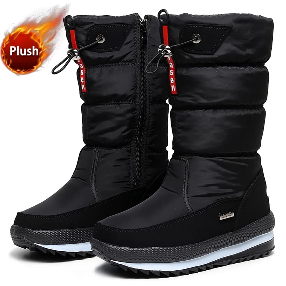 Botas de Nieve para Mujer con Cremallera Invierno diseñadas para brindar Comodidad, Botas Impermeables Antideslizantes con Forro de Piel escarchado y cálido