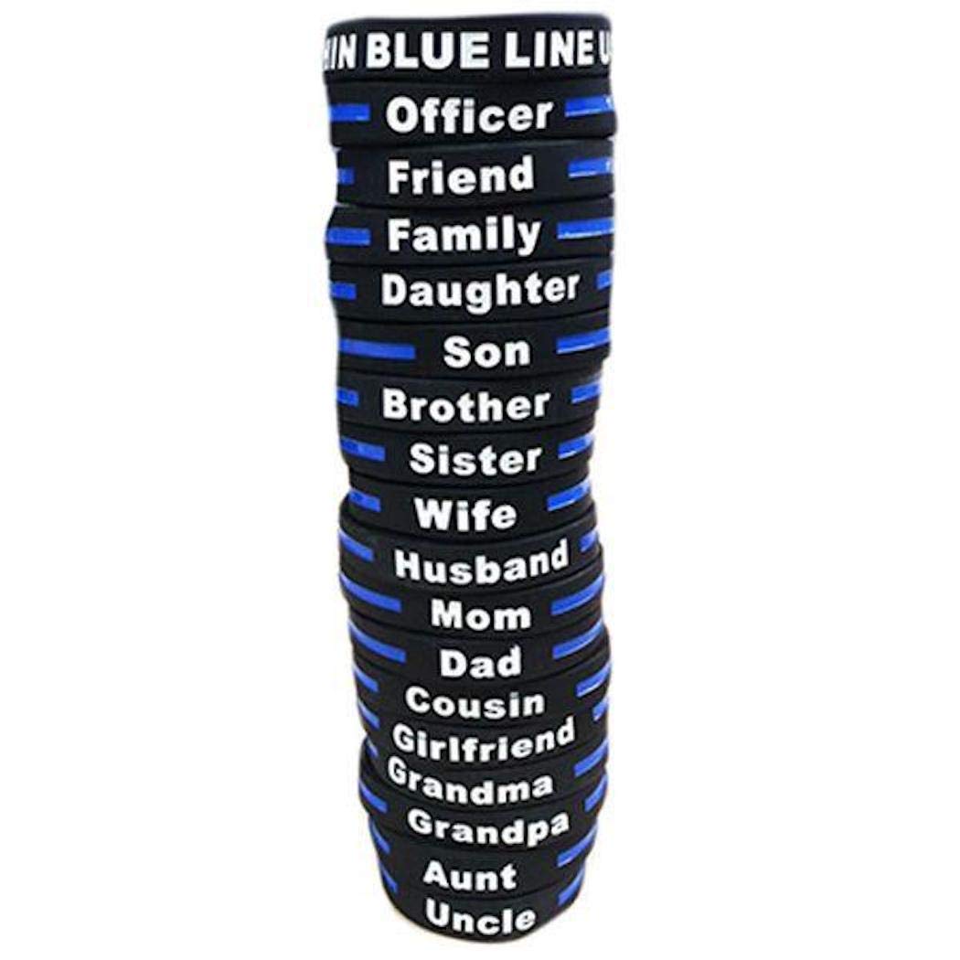 Thin Blue Line Personalized Bracelet for Police Support (Son - 7)