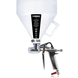 Werku WK500660 Pneumatische Schwerkraftspritzpistole, professionelle Qualität, Düsen 4-6-8 mm, 6-Liter-Behälter, Spezial-Tanks, Gips, Pertus, hohe Viskosität