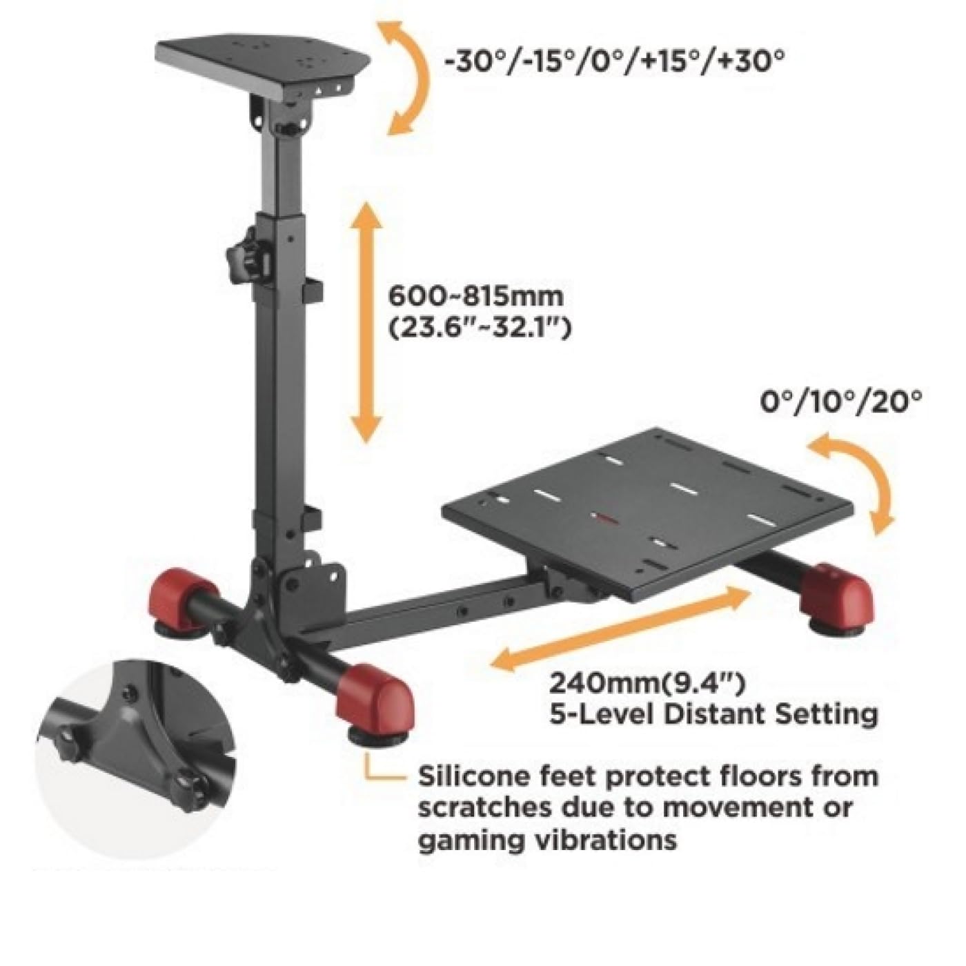 VDD Support pour volant et pédalier de course pliable - compatible Logitech – Thustmaster - Fanatec