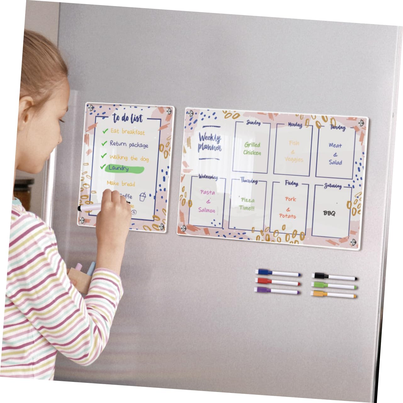VILLCASE Planungstafel Für Kühlschrank Magnetisch Abwischbar Acryl Wochenplaner Kühlschranktafel Memo Notizboard Hausplaner Organisationstafel