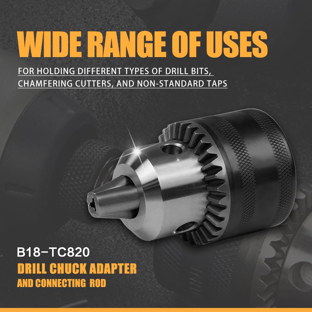 TC820 - Adaptador de portabrocas de taladro y barra de conexión con llave de portabrocas para taladro para máquina de roscado eléctrica M24HR/M30R/M36R