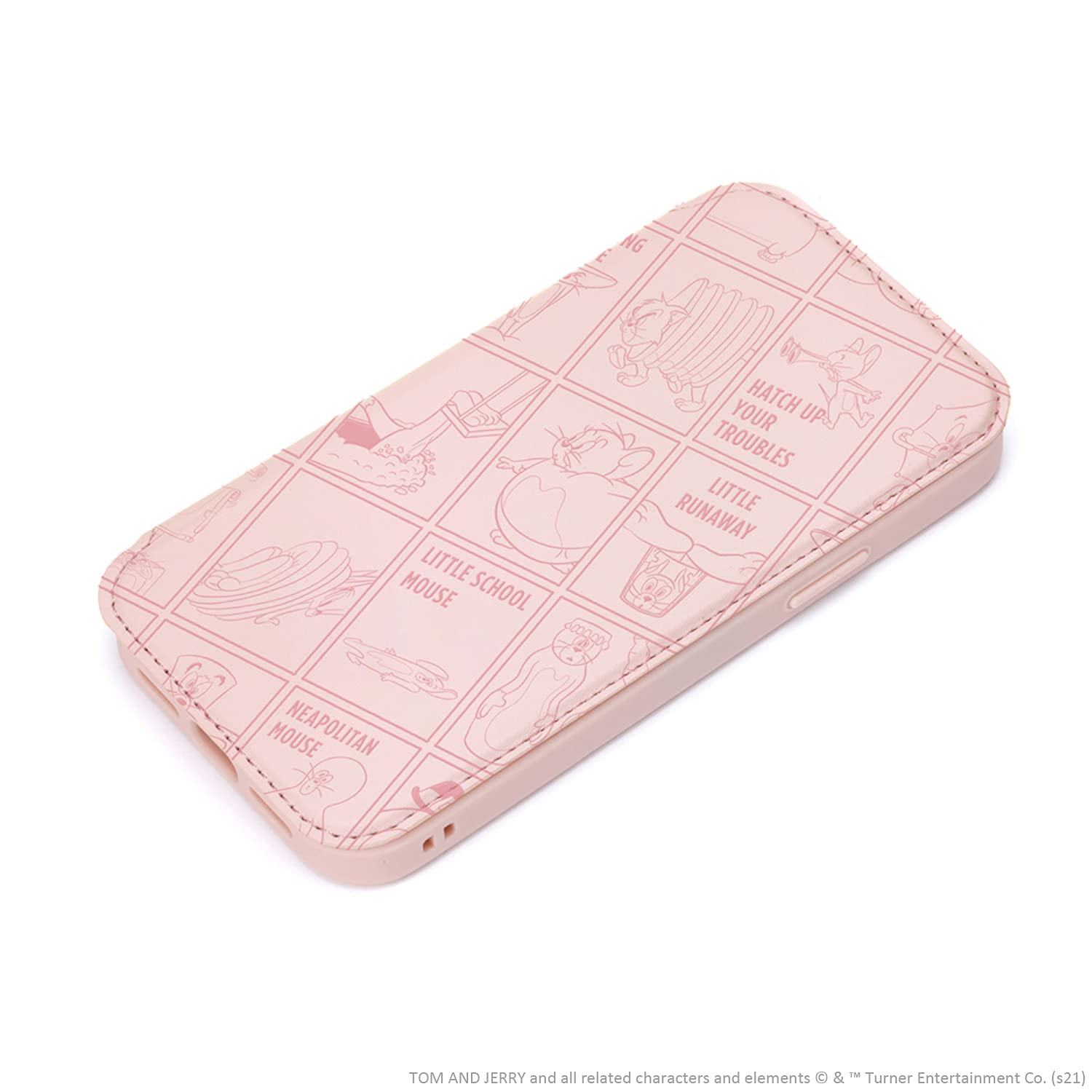 Premium Style iPhone 12 mini用 ガラスフリップケース [トムとジェリー/ピンク] PG-WGF20F01TAJ