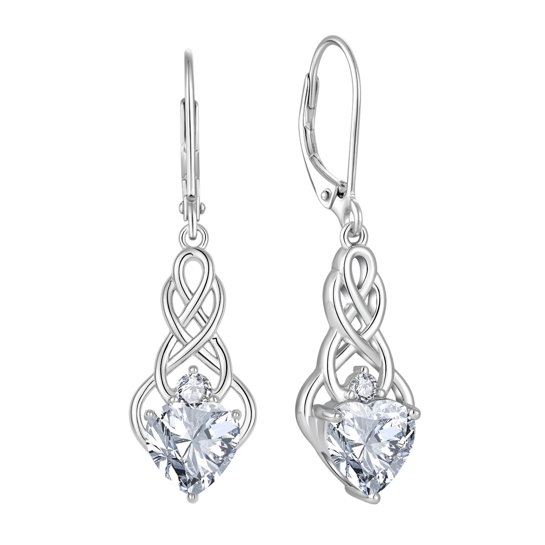 FJ Infinity Celtic Knot Earrings 925 Sterling Silver Birthstone Jewelry