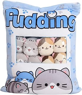 BICBLL 1Bag Mini Peluche Pudding Peluche Giocattoli Snack Bag Cuscino con 4 Mini Peluche Cuscini Ripieni Cuscino Snack Doll Cuscino Peluche