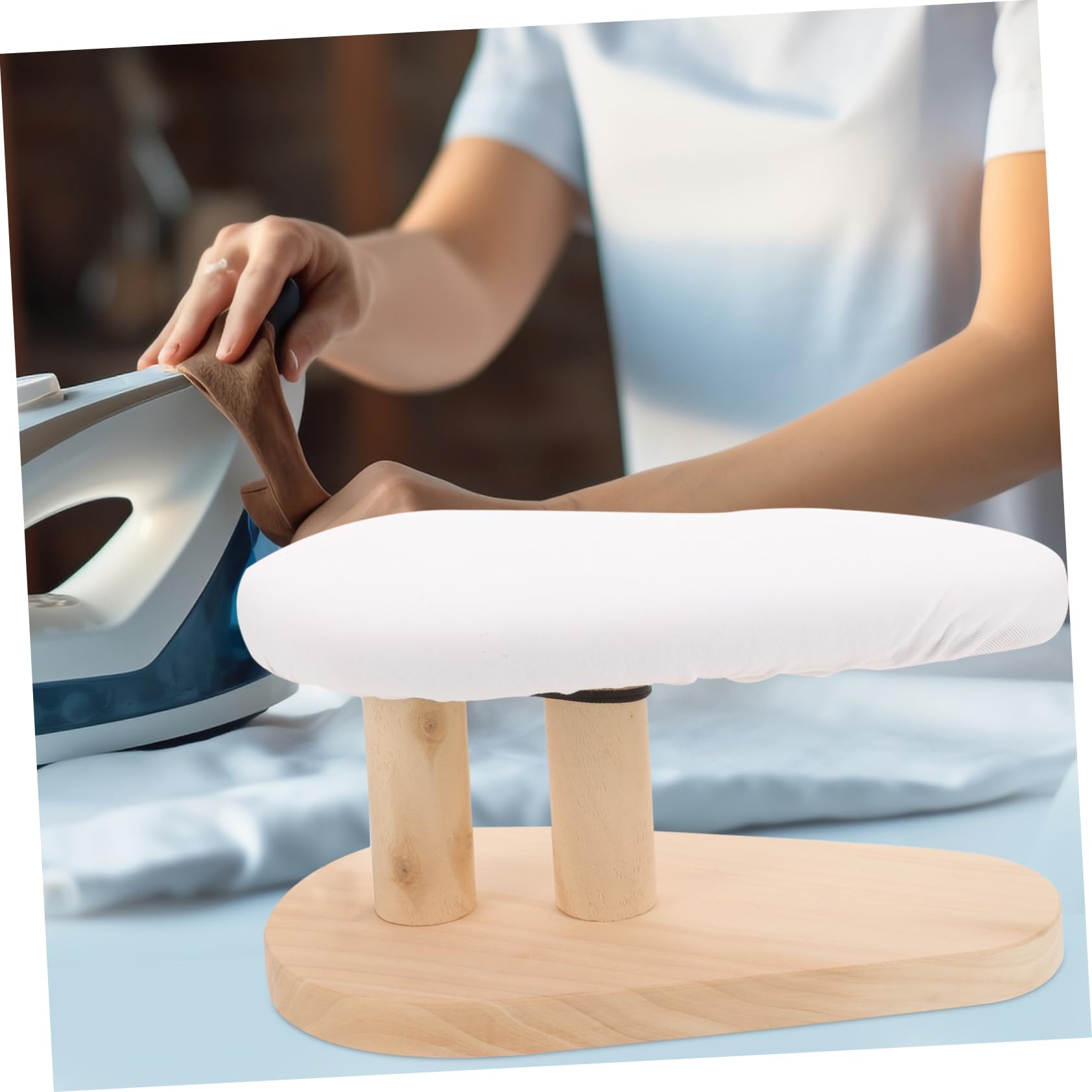 Rundes Bügelbrett mit Schulterauflage für Kleidung | Praktische Form für Kinderkleidung und Ärmel, Stoffbezug, Schlichtes Panel mit Dekorativer Optik