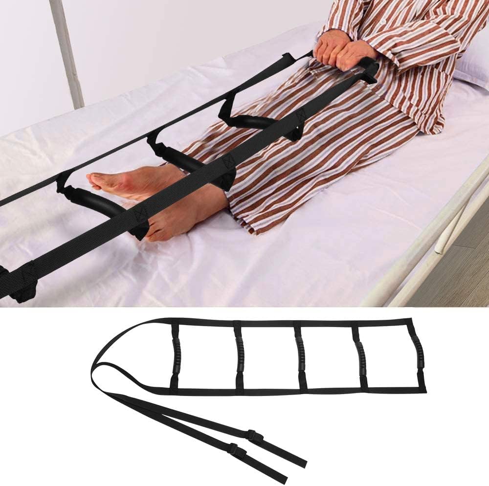 Bed Ladder Assist, Bed Ladder with 5 Hand Grips, Pull Up&Sit Up Handle Rope Ladder, Caddie Helper for Elderly, Senior, Injury Recovery, Patient, Pregnant, Handicapped with limited upper-body strength