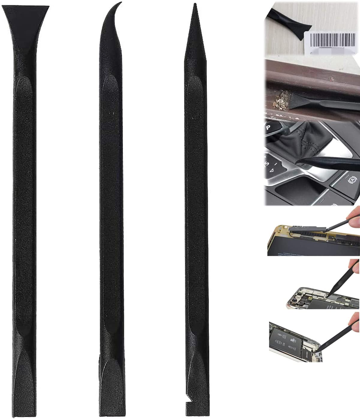 Sticker Scraper, Paint Plastic Scraper Carbon Fiber Multi-Purpose Scraper Non-Scratch Cleaning Tool Easy to Clean Small and Narrow Spaces and Gaps, Remove Stickers, Labels, Oil Stains, Dirt 3 Pcs