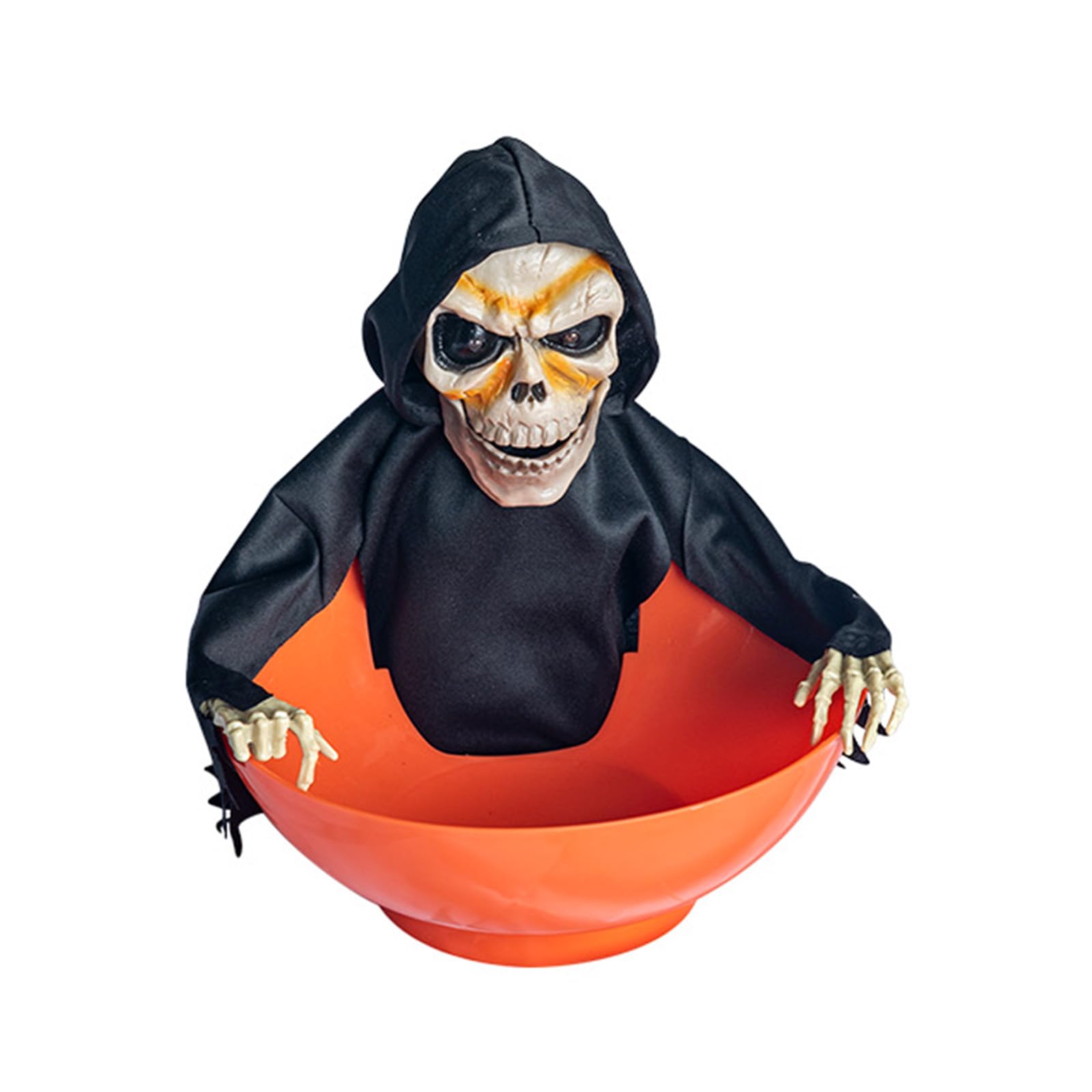 Woedpez Spooky Motion Activated Skeleton Candy Holder With Screaming Skull And Light Up Red Eyes For Halloween Decorations Spooky Halloween Candy Bowl Halloween Candy Bowl With MotionSensor