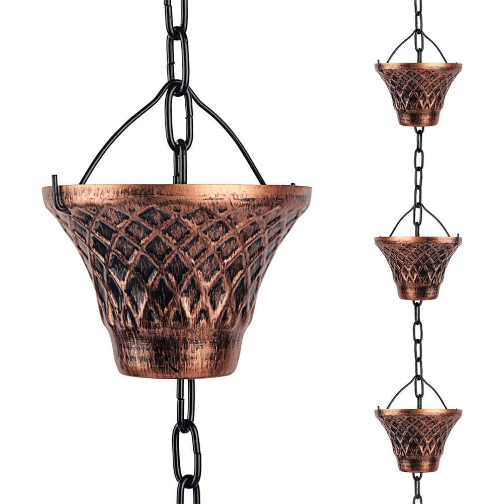 Jnchdghwa As Shown Copper Rain Chain For Gutters, Decorative Replacement For Downspout With Cups Outdoor Rain Catcher
