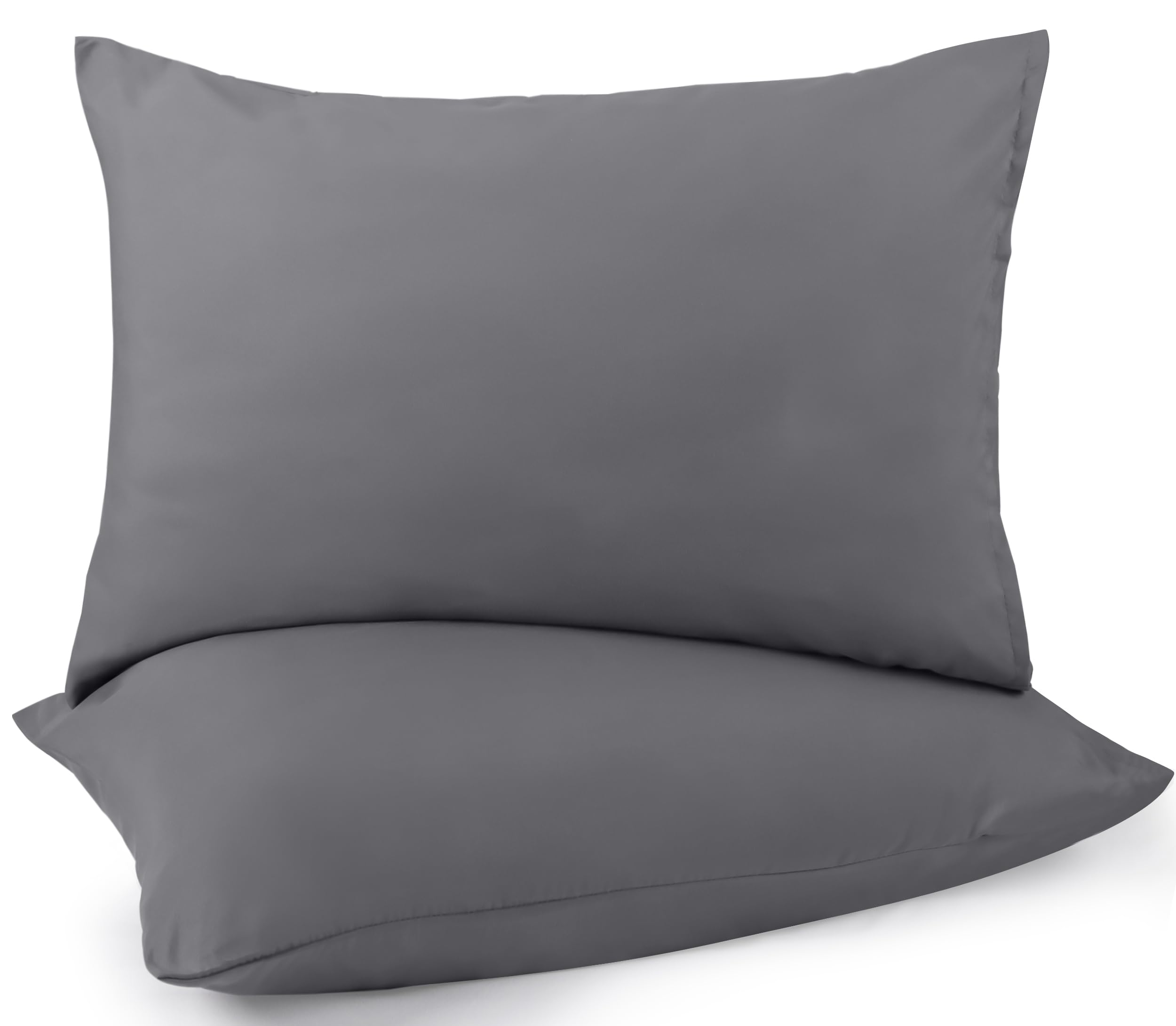 Utopia Bedding - Microfibra cepillada Suave - 100% poliéster - Funda de Almohada de 50 x 75 cm - Juego de 2 - Fundas de Almohada Resistentes al Encogimiento y a la decoloración - Gris