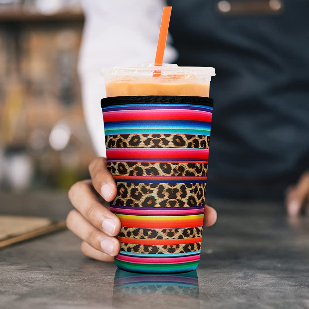 AUEKLLW 3-Pack Reusable Neoprene Coffee Sleeves – Fits 16-32oz Cups, Cute Black Leopard Print 13 thumbnail image